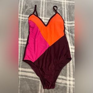 Kona Sol One piece Swimsuit Colorblock Size Medium